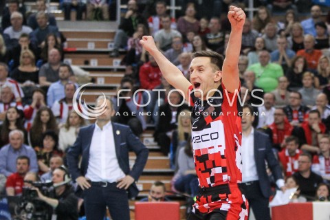  04.02.2018 RZESZOW <br />SIATKOWKA PLUSLIGA 2017/2018 MEN VOLLEYBALL POLAND POLISH PLUS LIGA LEAGUE SEASON 2017/2018 <br />MECZ ASSECO RESOVIA RZESZOW - PGE SKRA BELCHATOW <br />N/Z PAWEL RUSEK RADOSC EMOCJE SYLWETKA <br /> 