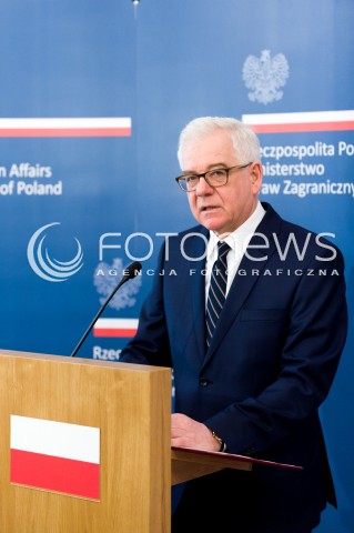  05.02.2018 WARSZAWA<br />KONFERENCJA PRASOWA MINISTRA SPRAW ZAGRANICZNYCH<br />N/Z MINISTER SPRAW ZAGRANICZNYCH JACEK CZAPUTOWICZ<br /> 