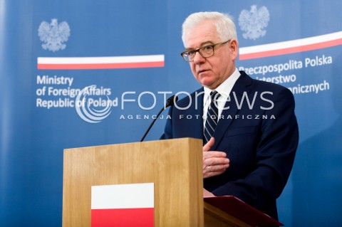  05.02.2018 WARSZAWA<br />KONFERENCJA PRASOWA MINISTRA SPRAW ZAGRANICZNYCH<br />N/Z MINISTER SPRAW ZAGRANICZNYCH JACEK CZAPUTOWICZ<br /> 