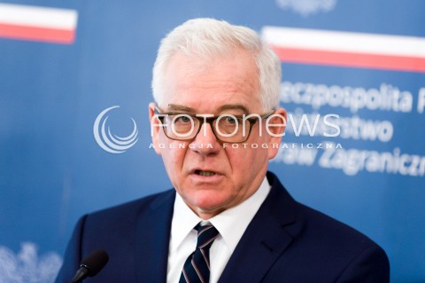  05.02.2018 WARSZAWA<br />KONFERENCJA PRASOWA MINISTRA SPRAW ZAGRANICZNYCH<br />N/Z MINISTER SPRAW ZAGRANICZNYCH JACEK CZAPUTOWICZ<br /> 
