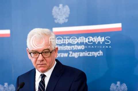  05.02.2018 WARSZAWA<br />KONFERENCJA PRASOWA MINISTRA SPRAW ZAGRANICZNYCH<br />N/Z MINISTER SPRAW ZAGRANICZNYCH JACEK CZAPUTOWICZ<br /> 