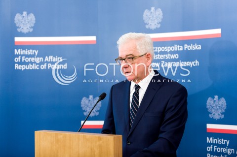  05.02.2018 WARSZAWA<br />KONFERENCJA PRASOWA MINISTRA SPRAW ZAGRANICZNYCH<br />N/Z MINISTER SPRAW ZAGRANICZNYCH JACEK CZAPUTOWICZ<br /> 