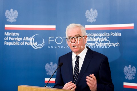  05.02.2018 WARSZAWA<br />KONFERENCJA PRASOWA MINISTRA SPRAW ZAGRANICZNYCH<br />N/Z MINISTER SPRAW ZAGRANICZNYCH JACEK CZAPUTOWICZ<br /> 