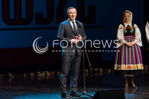  05.02.2018 WARSZAWA TEATR WIELKI<br />UDZIAL PARY PREZYDENCKIEJ W KONCERCIE MAZOWSZE NIEPODLEGLEJ<br />N/Z PREZYDENT RP ANDRZEJ DUDA<br /> 