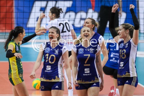  07.02.2018 RZESZOW POLAND<br />SIATKOWKA LIGA MISTRZYN <br />2018 CEV VOLLEYBALL CHAMPIONS LEAGUE - WOMEN <br />MECZ DEVELOPRES SKYRES RZESZOW - VOLERO ZURICH <br />N/Z ANA BJELICA ANA ANTONIJEVIC ALEXANDRA LAZIC RADOSC EMOCJE <br /> 