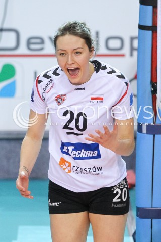  07.02.2018 RZESZOW POLAND<br />SIATKOWKA LIGA MISTRZYN <br />2018 CEV VOLLEYBALL CHAMPIONS LEAGUE - WOMEN <br />MECZ DEVELOPRES SKYRES RZESZOW - VOLERO ZURICH <br />N/Z JELENA BLAGOJEVIC RADOSC EMOCJE SYLWETKA <br /> 