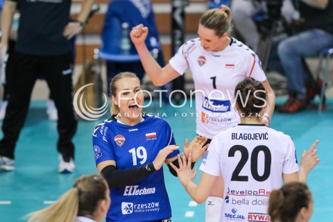  07.02.2018 RZESZOW POLAND<br />SIATKOWKA LIGA MISTRZYN <br />2018 CEV VOLLEYBALL CHAMPIONS LEAGUE - WOMEN <br />MECZ DEVELOPRES SKYRES RZESZOW - VOLERO ZURICH <br />N/Z POLA NOWAKOWSKA RADOSC EMOCJE <br /> 