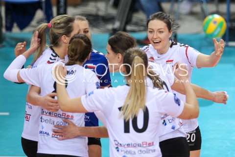  07.02.2018 RZESZOW POLAND<br />SIATKOWKA LIGA MISTRZYN <br />2018 CEV VOLLEYBALL CHAMPIONS LEAGUE - WOMEN <br />MECZ DEVELOPRES SKYRES RZESZOW - VOLERO ZURICH <br />N/Z JELENA BLAGOJEVIC RADOSC EMOCJE <br /> 