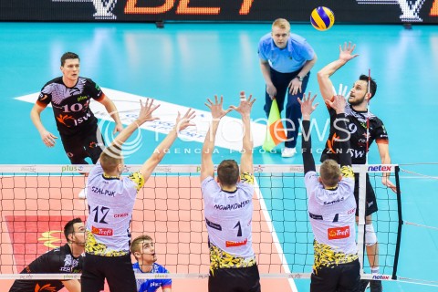  07.02.2018 GDANSK<br />SIATKOWKA - PLUS LIGA SEZON 2017/2018<br />MECZ TREFL GDANSK - JASTRZEBSKI WEGIEL<br />N/Z LUKAS KAMPA JASON DE ROCCO<br /> 