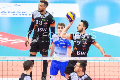  07.02.2018 GDANSK<br />SIATKOWKA - PLUS LIGA SEZON 2017/2018<br />MECZ TREFL GDANSK - JASTRZEBSKI WEGIEL<br />N/Z SALVADOR HIDALGO OLIVA JAKUB POPIWCZAK JASON DE ROCCO<br /> 