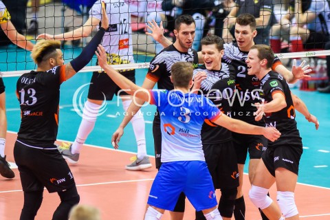  07.02.2018 GDANSK<br />SIATKOWKA - PLUS LIGA SEZON 2017/2018<br />MECZ TREFL GDANSK - JASTRZEBSKI WEGIEL<br />N/Z SALVADOR HIDALGO OLIVA JAKUB POPIWCZAK LUKAS KAMPA MACIEJ MUZAJ<br /> 