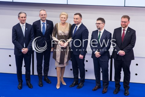  13.02.2018 LODZ<br />WIZYTA PARY PREZYDENCKIEJ W INSTYTUCIE CENTRUM ZDROWIA MATKI POLKI W LODZI <br />N/Z LUKASZ SZUMOWSKI PREZYDENT ANDRZEJ DUDA AGATA KORNHAUSER DUDA<br /> 