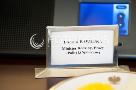  14.02.2018 WARSZAWA<br />POSIEDZENIE RADY MINISTROW<br />N/Z TABLICZKA ELZBIETA RAFALSKA MINISTER RODZINY, PRACY I POLITYKI SPOLECZNEJ<br /> 