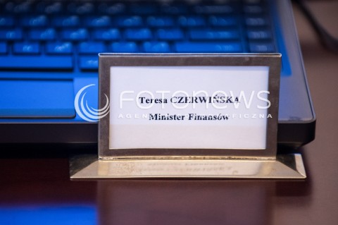  14.02.2018 WARSZAWA<br />POSIEDZENIE RADY MINISTROW<br />N/Z TABLICZKA TERESA CZERWINSKA MINISTER FINANSOW<br /> 