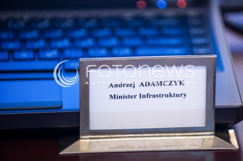  14.02.2018 WARSZAWA<br />POSIEDZENIE RADY MINISTROW<br />N/Z TABLICZKA ANDRZEJ ADAMCZYK MINISTER INFRASTRUKTURY<br /> 
