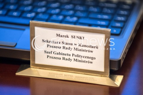  14.02.2018 WARSZAWA<br />POSIEDZENIE RADY MINISTROW<br />N/Z TABLICZKA MAREK SUSKI SZEF GABINETU POLITYCZNEGO PREZESA RADY MINISTROW<br /> 