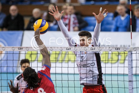  14.02.2018 RZESZOW POLAND<br />SIATKOWKA PUCHAR CEV <br />MEN VOLLEYBALL CEV CUP <br />MATCH ASSECO RESOVIA - GFC AJACCIO VB <br />N/Z THIBAULT ROSSARD BLOK <br /> 