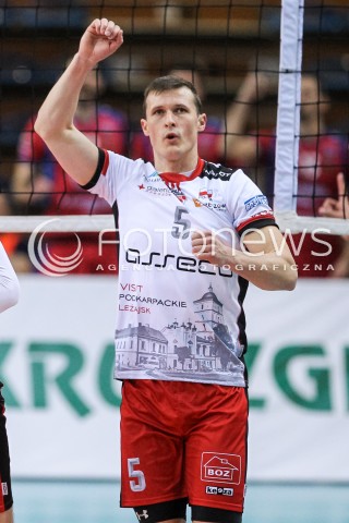 14.02.2018 RZESZOW POLAND<br />SIATKOWKA PUCHAR CEV <br />MEN VOLLEYBALL CEV CUP <br />MATCH ASSECO RESOVIA - GFC AJACCIO VB <br />N/Z LUKAS TICHACEK RADOSC EMOCJE SYLWETKA <br /> 