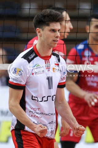  14.02.2018 RZESZOW POLAND<br />SIATKOWKA PUCHAR CEV <br />MEN VOLLEYBALL CEV CUP <br />MATCH ASSECO RESOVIA - GFC AJACCIO VB <br />N/Z ALEKSANDER SLIWKA SYLWETKA RADOSC EMOCJE <br /> 