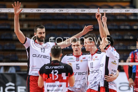  14.02.2018 RZESZOW POLAND<br />SIATKOWKA PUCHAR CEV <br />MEN VOLLEYBALL CEV CUP <br />MATCH ASSECO RESOVIA - GFC AJACCIO VB <br />N/Z MARCIN MOZDZONEK LUKAS TICHACEK JOCHEN SCHOPS ALEKSANDER SLIWKA RADOSC EMOCJE <br /> 