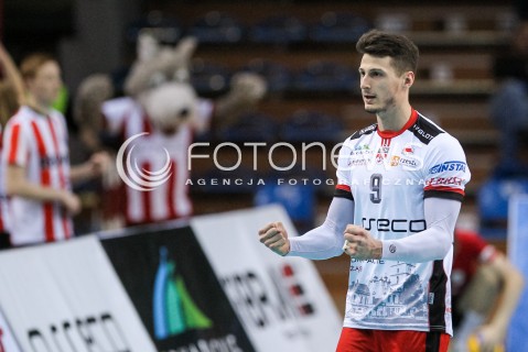  14.02.2018 RZESZOW POLAND<br />SIATKOWKA PUCHAR CEV <br />MEN VOLLEYBALL CEV CUP <br />MATCH ASSECO RESOVIA - GFC AJACCIO VB <br />N/Z THIBAULT ROSSARD RADOSC EMOCJE SYLWETKA <br /> 