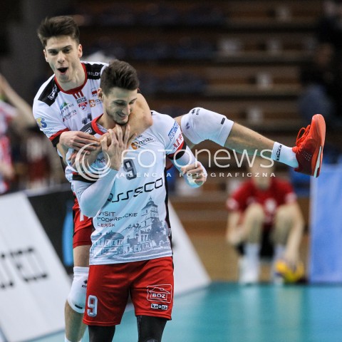  14.02.2018 RZESZOW POLAND<br />SIATKOWKA PUCHAR CEV <br />MEN VOLLEYBALL CEV CUP <br />MATCH ASSECO RESOVIA - GFC AJACCIO VB <br />N/Z ALEKSANDER SLIWKA THIBAULT ROSSARD RADOSC EMOCJE SYLWETKA <br /> 