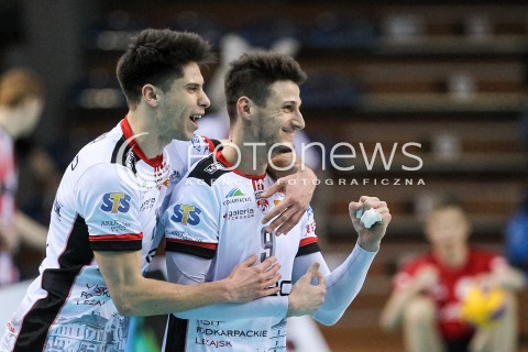  14.02.2018 RZESZOW POLAND<br />SIATKOWKA PUCHAR CEV <br />MEN VOLLEYBALL CEV CUP <br />MATCH ASSECO RESOVIA - GFC AJACCIO VB <br />N/Z ALEKSANDER SLIWKA THIBAULT ROSSARD RADOSC EMOCJE SYLWETKA <br /> 