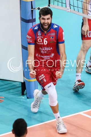  14.02.2018 RZESZOW POLAND<br />SIATKOWKA PUCHAR CEV <br />MEN VOLLEYBALL CEV CUP <br />MATCH ASSECO RESOVIA - GFC AJACCIO VB <br />N/Z FLORIAN LACASSIE RADOSC EMOCJE SYLWETKA <br /> 