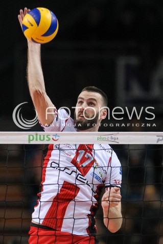  18.02.2018 RZESZOW<br />SIATKOWKA PLUSLIGA 2017/2018 MEN VOLLEYBALL POLAND POLISH PLUS LIGA LEAGUE SEASON 2017/2018<br />MECZ ASSECO RESOVIA RZESZOW - JASTRZEBSKI WEGIEL <br />N/Z MARCIN MOZDZONEK SYLWETKA ATAK <br /> 