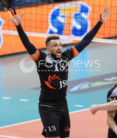  18.02.2018 RZESZOW<br />SIATKOWKA PLUSLIGA 2017/2018 MEN VOLLEYBALL POLAND POLISH PLUS LIGA LEAGUE SEASON 2017/2018<br />MECZ ASSECO RESOVIA RZESZOW - JASTRZEBSKI WEGIEL <br />N/Z SALVADOR HIDALGO OLIVA RADOSC EMOCJE SYLWETKA <br /> 