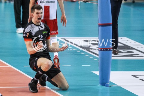  18.02.2018 RZESZOW<br />SIATKOWKA PLUSLIGA 2017/2018 MEN VOLLEYBALL POLAND POLISH PLUS LIGA LEAGUE SEASON 2017/2018<br />MECZ ASSECO RESOVIA RZESZOW - JASTRZEBSKI WEGIEL <br />N/Z MACIEJ MUZAJ RADOSC EMOCJE SYLWETKA <br /> 