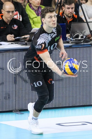  18.02.2018 RZESZOW<br />SIATKOWKA PLUSLIGA 2017/2018 MEN VOLLEYBALL POLAND POLISH PLUS LIGA LEAGUE SEASON 2017/2018<br />MECZ ASSECO RESOVIA RZESZOW - JASTRZEBSKI WEGIEL <br />N/Z LUKAS KAMPA SYLWETKA <br /> 