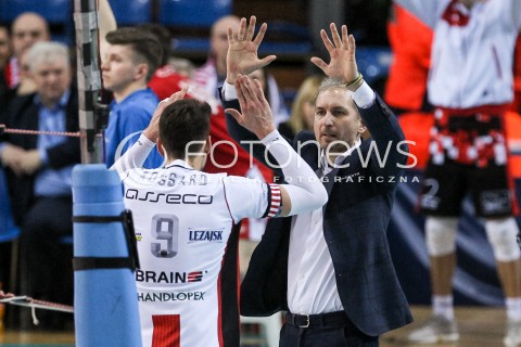  18.02.2018 RZESZOW<br />SIATKOWKA PLUSLIGA 2017/2018 MEN VOLLEYBALL POLAND POLISH PLUS LIGA LEAGUE SEASON 2017/2018<br />MECZ ASSECO RESOVIA RZESZOW - JASTRZEBSKI WEGIEL <br />N/Z THIBAULT ROSSARD ANDRZEJ KOWAL - I TRENER ( HEAD COACH ) RADOSC EMOCJE <br /> 
