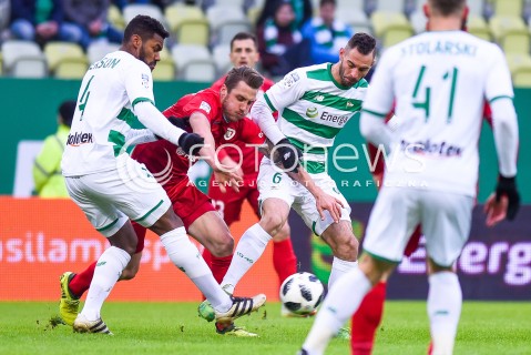  18.02.2018 GDANSK <br />PILKA NOZNA - EKSTRAKLASA SEZON 2017/2018<br />MECZ LECHIA GDANSK - PIAST GLIWICE<br />N/Z GERSON GUIMARAES MATEUSZ SZCZEPANIAK SIMEON SLAWCZEW<br /> 