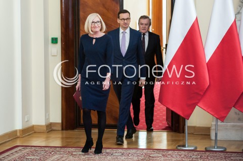  21.02.2018 WARSZWA<br />INAUGURACJA RADY NARODOWEGO INSTYTUTU WOLNOSCI<br />N/Z RZECZNIK RZADU JOANNA KOPCINSKA PREMIER MATEUSZ MORAWIECKI PIOTR GLINSKI<br /> 