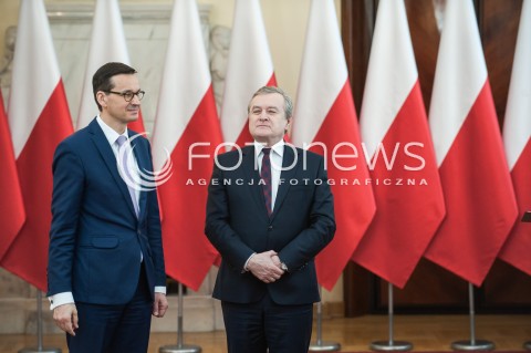  21.02.2018 WARSZWA<br />INAUGURACJA RADY NARODOWEGO INSTYTUTU WOLNOSCI<br />N/Z PREMIER MATEUSZ MORAWIECKI PIOTR GLINSKI<br /> 