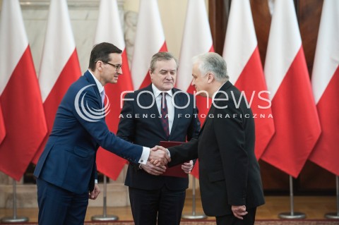  21.02.2018 WARSZWA<br />INAUGURACJA RADY NARODOWEGO INSTYTUTU WOLNOSCI<br />N/Z PREMIER MATEUSZ MORAWIECKI PIOTR GLINSKI<br /> 