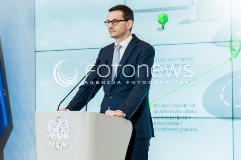  22.02.2018 WARSZAWA<br />KONFERENCJA PRASOWA PREMIERA MATEUSZA MORAWIECKIEGO NA TEMAT WALKI ZE SMOGIEM - PROGRAM RZADOWY SMOG STOP<br />N/Z PREMIER MATEUSZ MORAWIECKI<br /> 