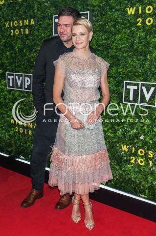  22.02.2018 WARSZAWA<br />PREZENTACJA RAMOWKI TVP WIOSNA 2018<br />N/Z MALGORZATA KOZUCHOWSKA TOMASZ KAROLAK<br /> 
