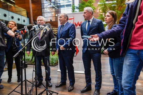  22.02.2018 GDANSK<br />KONFERENCJA PRASOWA Z UDZIALEM LECHA WALESY I GRZEGORZA SCHETYNY W EUROPEJSKIM CENTRUM SOLIDARNOSCI<br />N/Z LECH WALESA GRZEGORZ SCHETYNA SLAWOMIR NEUMANN AGNIESZKA POMASKA<br /> 