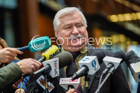  22.02.2018 GDANSK<br />KONFERENCJA PRASOWA Z UDZIALEM LECHA WALESY I GRZEGORZA SCHETYNY W EUROPEJSKIM CENTRUM SOLIDARNOSCI<br />N/Z LECH WALESA<br /> 