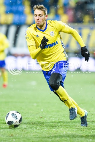  28.02.2018 GDYNIA<br />PILKA NOZNA - EKSTRAKLASA SEZON 2017/2018<br />MECZ ARKA GDYNIA - PIAST GLIWICE<br />N/Z FREDERIK HELSTRUP<br /> 