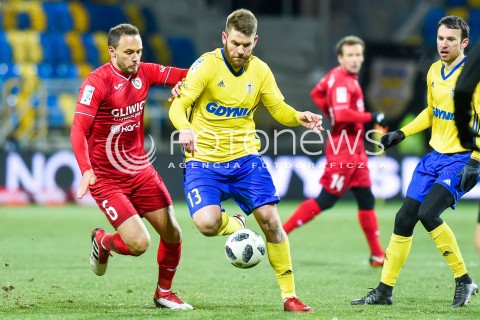  28.02.2018 GDYNIA<br />PILKA NOZNA - EKSTRAKLASA SEZON 2017/2018<br />MECZ ARKA GDYNIA - PIAST GLIWICE<br />N/Z ?THOMAS HATELEY GRZEGORZ PIESIO<br /> 