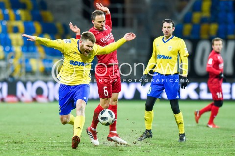  28.02.2018 GDYNIA<br />PILKA NOZNA - EKSTRAKLASA SEZON 2017/2018<br />MECZ ARKA GDYNIA - PIAST GLIWICE<br />N/Z GRZEGORZ PIESIO THOMAS HATELEY ANDRII BOGDANOV<br /> 