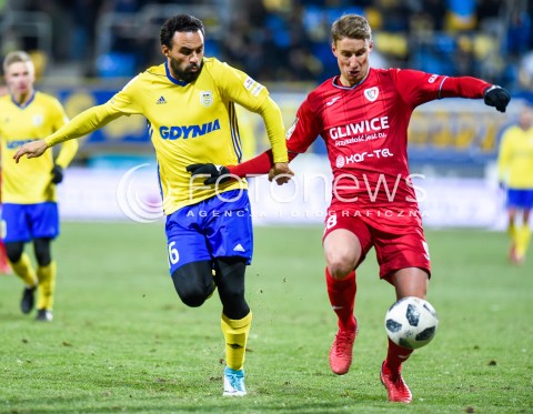  28.02.2018 GDYNIA<br />PILKA NOZNA - EKSTRAKLASA SEZON 2017/2018<br />MECZ ARKA GDYNIA - PIAST GLIWICE<br />N/Z ENRIQUE ESQUEDA UROS KORUN<br /> 