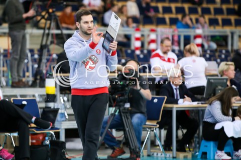  07.03.2018 LODZ SIATKOWKA <br />
ORLEN LIGA  SEZON 2017/2018 <br />
LKS COMMERCECON LODZ - DEVELOPRES SKYRES RZESZOW<br />
N/Z TRENER HUBERT HOFFMAN SYLWETKA<br />
 