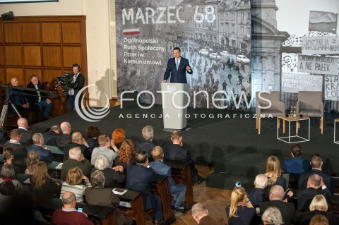  07.03.2018 WARSZAWA<br />OBCHODY 50. ROCZNICY MARCA 68 DEBATA OGOLNOPOLSKI RUCH SPOLECZNY PRZECIW KOMUNIZMOWI<br />N/Z MATEUSZ MORAWIECKI<br /> 