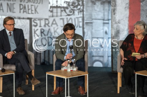  07.03.2018 WARSZAWA<br />OBCHODY 50. ROCZNICY MARCA 68 DEBATA OGOLNOPOLSKI RUCH SPOLECZNY PRZECIW KOMUNIZMOWI<br />N/Z IRENA LASOTA DARIUSZ GAWIN MATEUSZ FALKOWSKI<br /> 