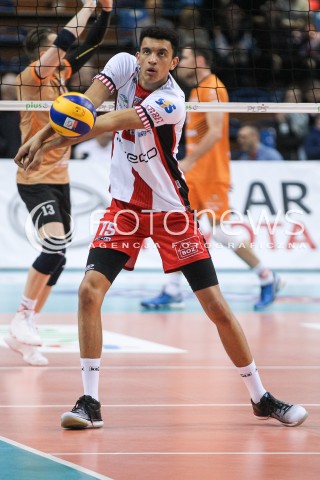  07.03.2018 RZESZOW<br />SIATKOWKA PLUSLIGA 2017/2018 MEN VOLLEYBALL POLAND POLISH PLUS LIGA LEAGUE SEASON 2017/2018 <br />MECZ ASSECO RESOVIA RZESZOW - CUPRUM LUBIN <br />N/Z BARTHELEMY CHINENYEZE SYLWETKA <br /> 