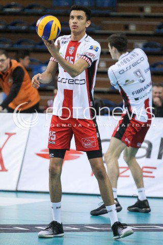  07.03.2018 RZESZOW<br />SIATKOWKA PLUSLIGA 2017/2018 MEN VOLLEYBALL POLAND POLISH PLUS LIGA LEAGUE SEASON 2017/2018 <br />MECZ ASSECO RESOVIA RZESZOW - CUPRUM LUBIN <br />N/Z BARTHELEMY CHINENYEZE SYLWETKA <br /> 